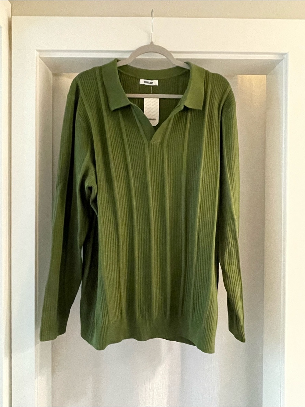 Green Ribbed Collared Men’s Sweater
